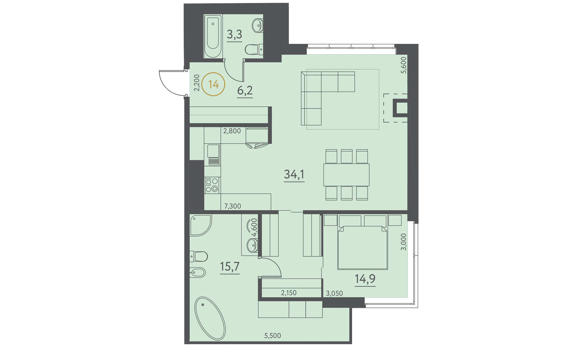 План квартиры № 35В