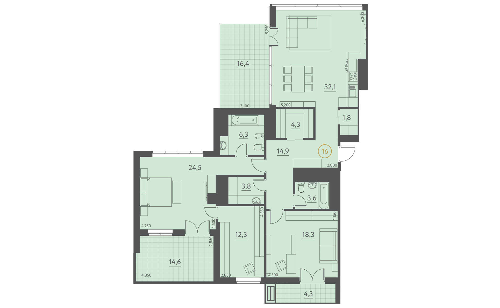 План квартиры № 36А
