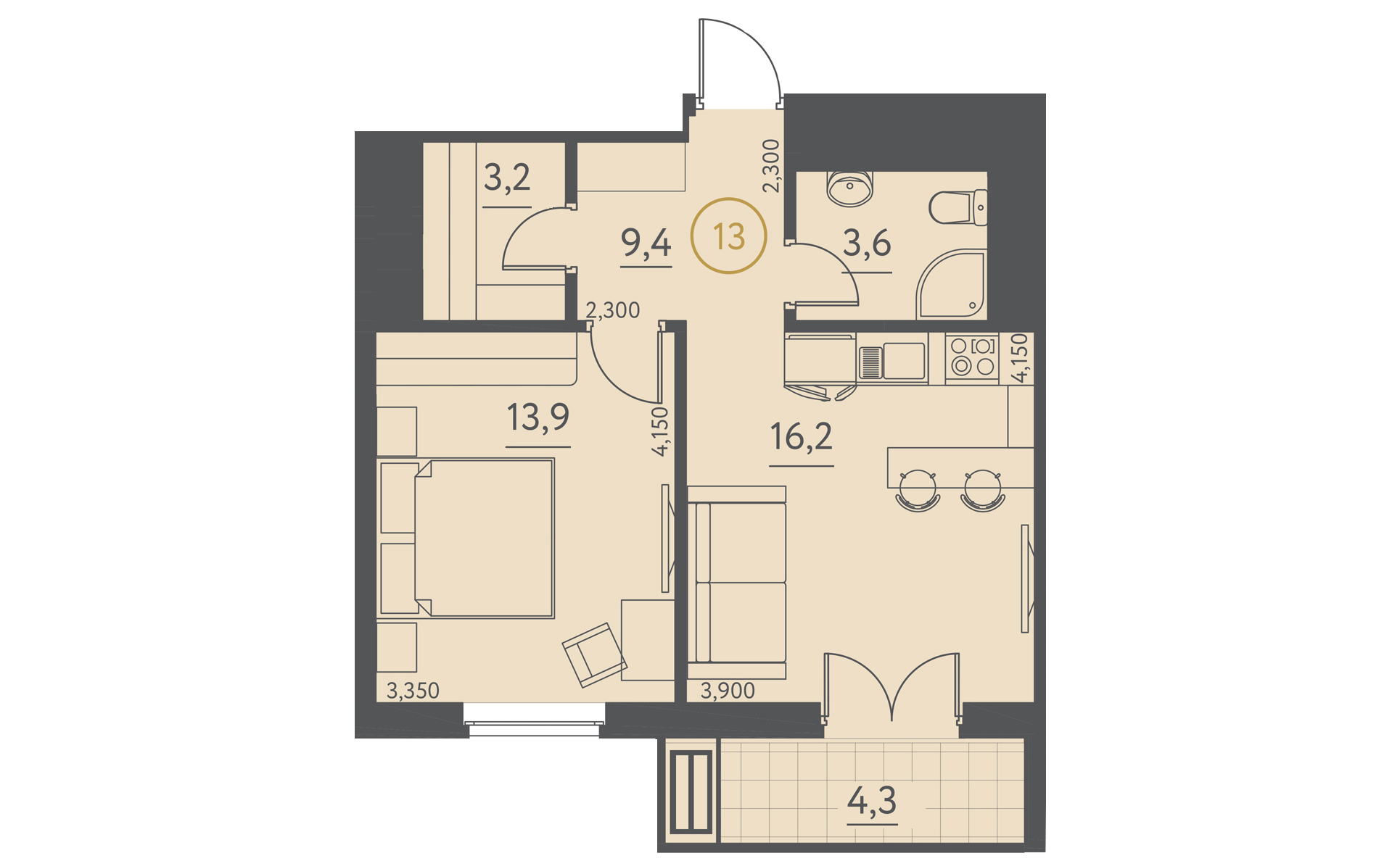 План квартиры № 34Б